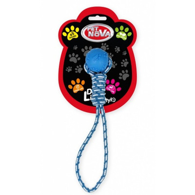 Іграшка для собак Куля на мотузці з ручкою Pet Nova 40 см синій