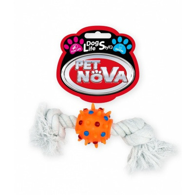 Іграшка для собак Куля помаранчева на мотузці Pet Nova 25 см