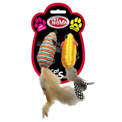 Іграшка для кішок Мишки з пір'ям Pet Nova 7х3 см Іграшка для кішок Мишки з пір'ям Pet Nova 7х3 см