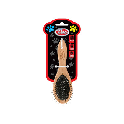 Подвійна дерев'яна щітка Pet Nova Wood 2Brush для професійного догляду за шерстю розмір S Подвійна дерев'яна щітка Pet Nova Wood 2Brush для професійного догляду за шерстю розмір S